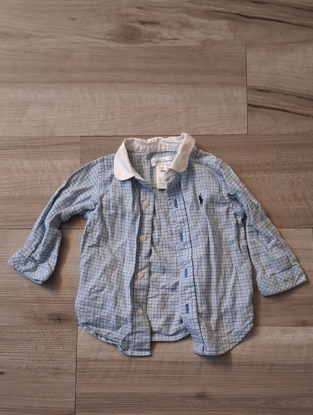 Ralph Lauren Plaid Button-Down Shirt White Collar Vintage Size 9 Months (M)